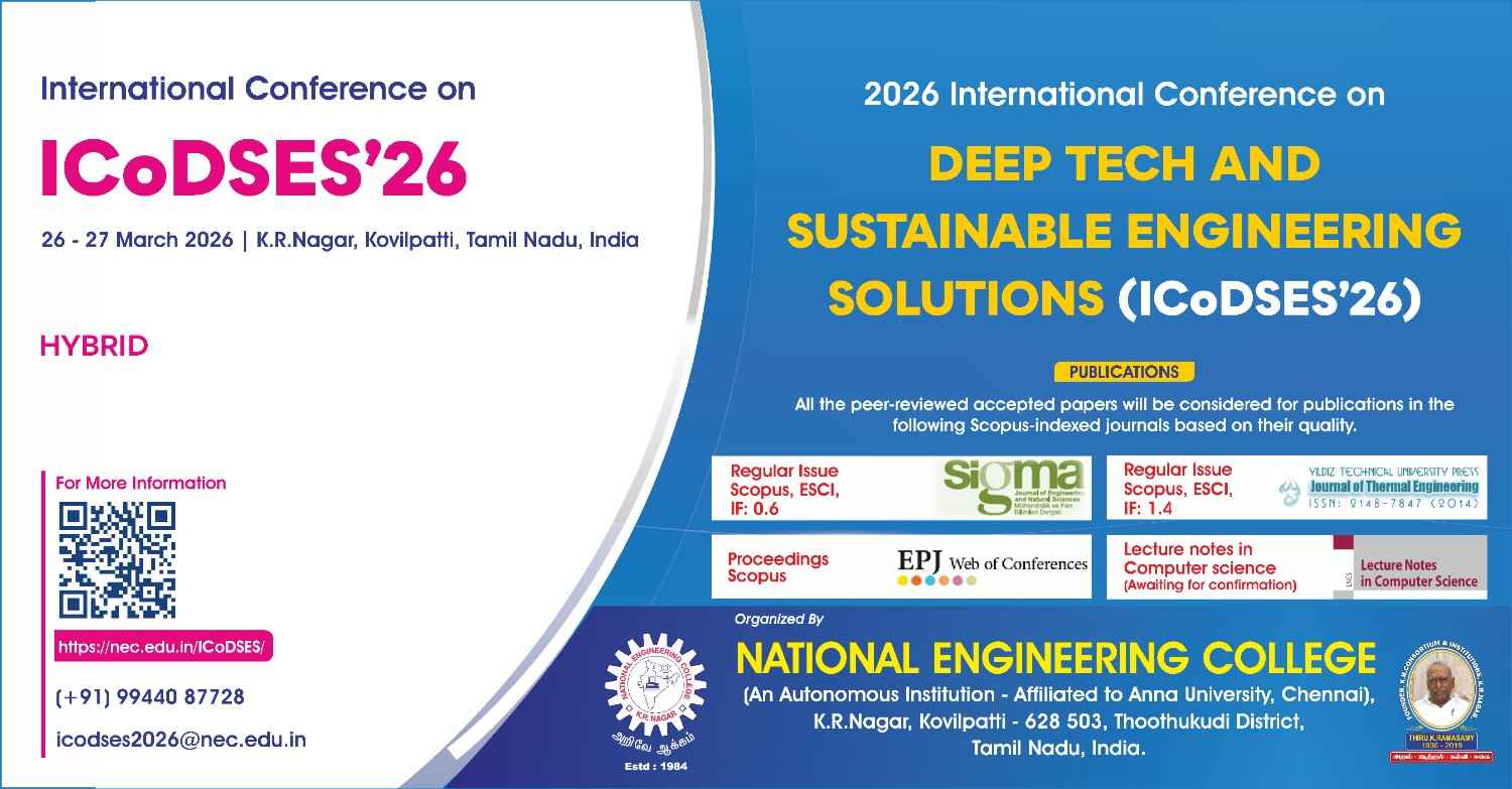 International Conference on Deep Tech and Sustainable Engineering Solutions ICoDSES-2026